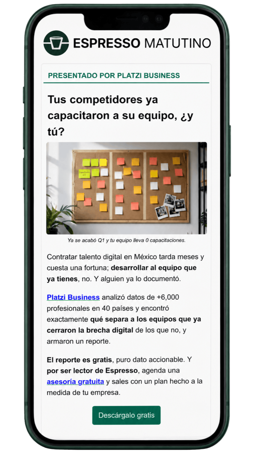 Mockup del Sponsor Secundario en el email de Espresso Matutino